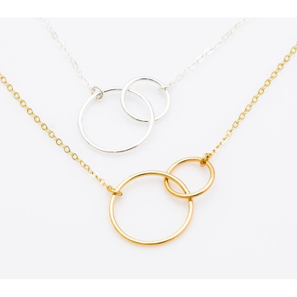 Interlocking Double Circle Necklace 14k Gold Fill… - image 7